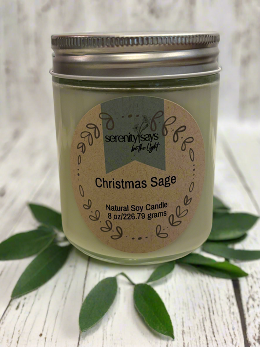 Candle Jar 8 oz - Christmas Sage LMITED EDITION
